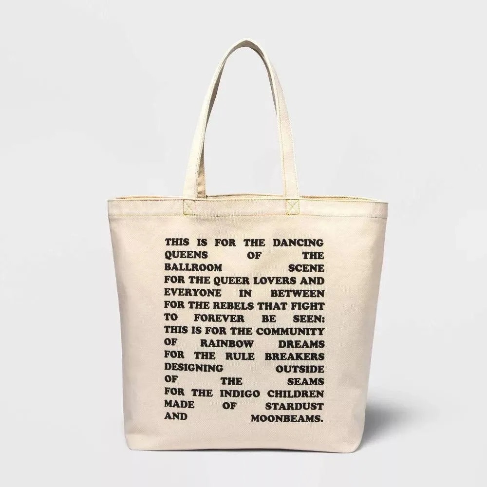 Large NEW Unisex Target Pride Collection Poem By Blu Canvas Off White Tote Bag